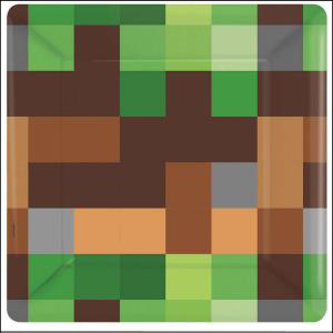 Minecraft Square Plates 17cm Pk 8