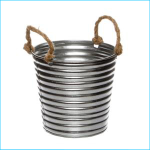 Rustic Metal Tin Bucket Rope Handles