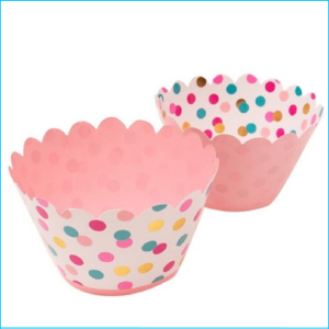 Cupcake Wrap Pink Colourful Dots Pk 12