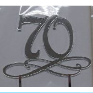 Cake Topper Silver Number 70