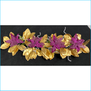 Garland Gold Leaf & Purple Flower 140cm