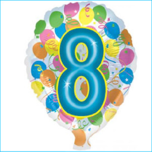 Foil 8th Birthday Balloons 45cm