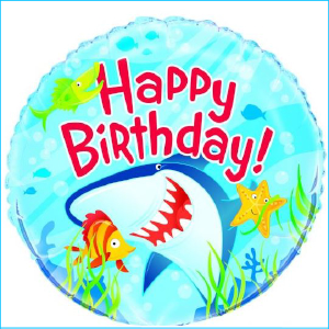 Foil Shark Happy Birthday A 45cm