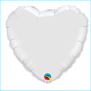 Foil 90cm Heart Metallic White