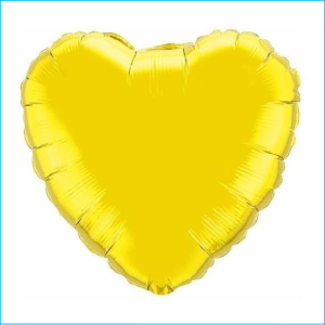 Foil 90cm Heart Metallic Citrine Yellow