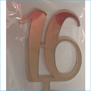 Cake Topper Rose Gold Number 16