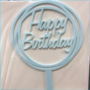 Cake Topper Birthday Round Blue