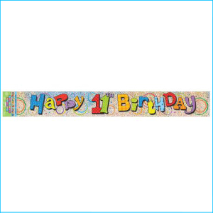 Happy 11th Birthday Foil Banner 365cm – Lets Celebrate Parties