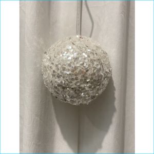 Bauble Glitter Sequin White 12cm