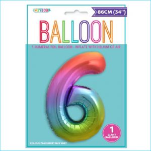 Foil 86cm Rainbow Number 6 M