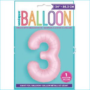 Foil 86cm Matte Lovely Pink Number 3