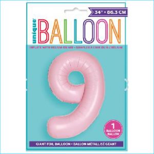 Foil 86cm Matte Lovely Pink Number 9