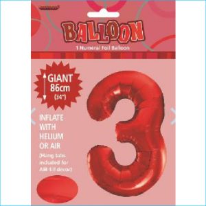 Foil 86cm Red Number 3 Meteor