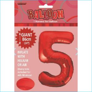 Foil 86cm Red Number 5 Meteor