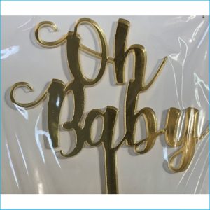 Cake Topper Oh Baby Gold