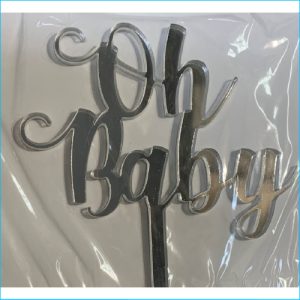 Cake Topper Oh Baby Silver