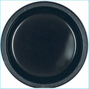 Black Round Plastic Dinner Plates Pk 20