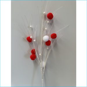 Christmas Pompom Spray Red/White 77cm