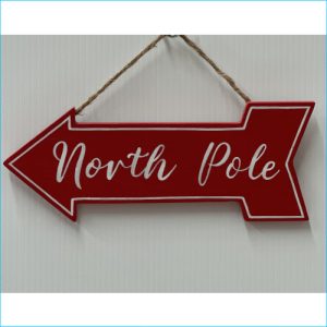 Wooden Arrow North Pole 25x10cm