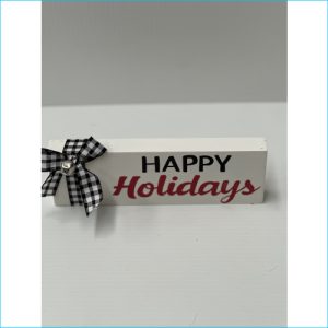 Wooden Happy Holidays Table Deco 20x7cm