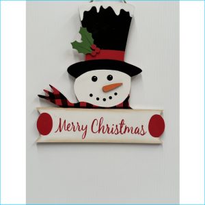 Wooded Snowman Merry Xmas Head 27x25