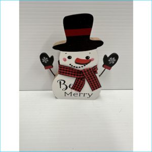 Wooden Snowman Be Merry 13cm