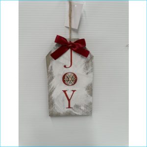 Wooden Hanging JOY Tag 19x11.5cm