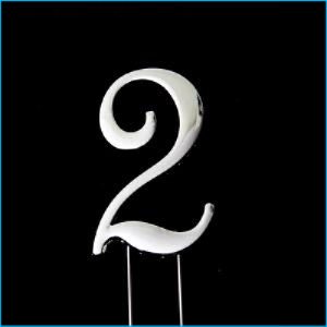 Cake Topper Silver Number 2 7cm