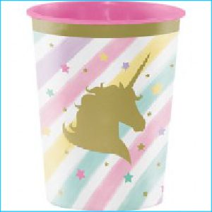 Unicorn Golden Plastic Cup Pk 1