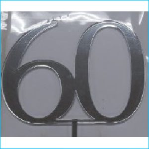 Cake Topper Silver Number 60