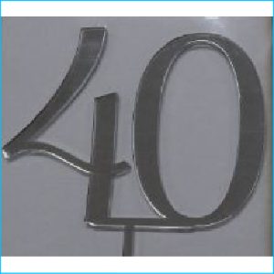 Cake Topper Silver Number 40 Style A