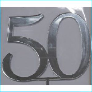 Cake Topper Silver Number 50 Style A