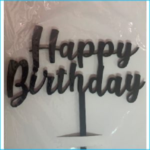 Cake Topper Happy Birthday Black