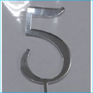 Cake Topper Silver Number 5