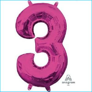 Foil 86cm Pink Number 3