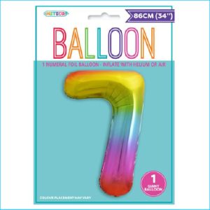 Foil 86cm Rainbow Number 7 M