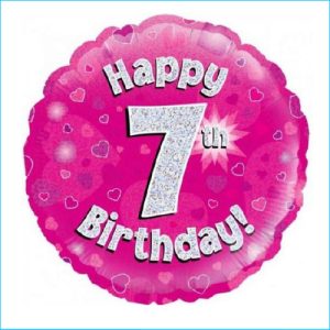 Foil 7th Birthday Holographic Pink 45cm