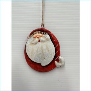 Santa on Metal Ornament 10cm