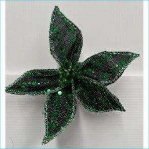 Clip on Bow Green Poinsettia 19cm