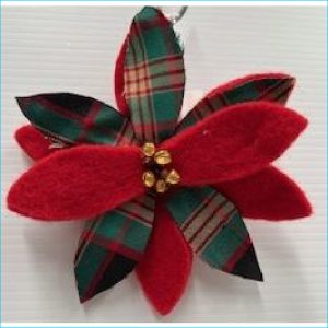 Clip on Red and Tartan Flower 14cm