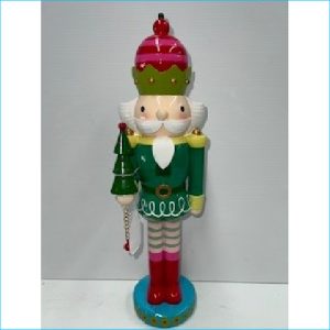 Xmas Nutcracker Green Red with Tree 40cm