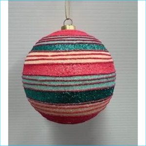 Bauble Glitter Stripes Ball 10cm