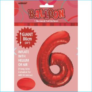 Foil 86cm Red Number 6 Meteor