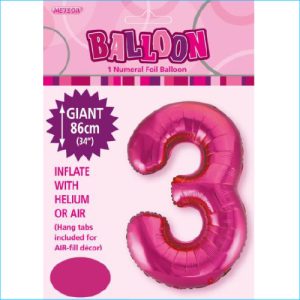 Foil 86cm Pink Number 3 Meteor