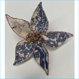 Poinsettia Blue & Gold 20cm