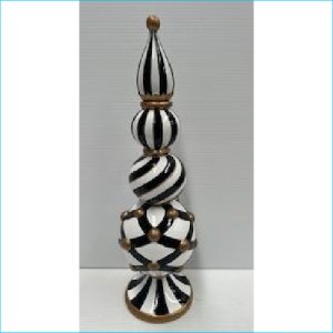 Black & White Ball Candle Ornament 38cm