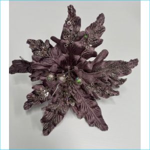 Poinsettia Stem Glitter Deep Mauve 65cm