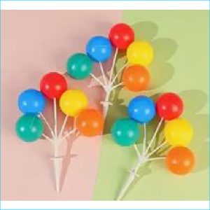 Cake Topper Colorful Plastic Balls x 5 T