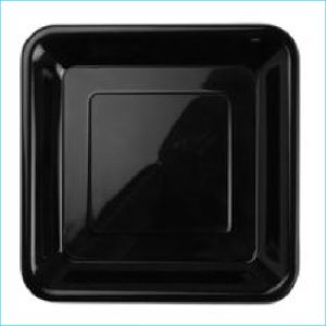 Black Plastic Square Snack 7" Plate Pk20