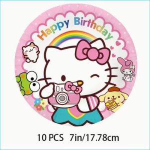 Hello Kitty Paper Snack Plates 7" PK10 T